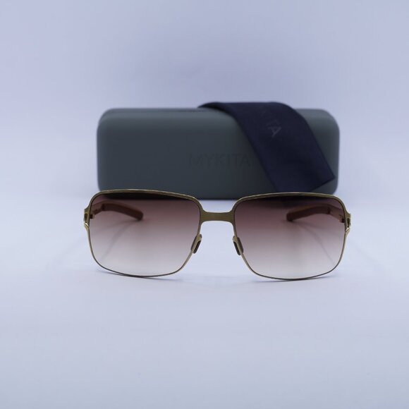 Mykita NO1 MAJA 006 Sunglasses Gold Rectangle Frame, Brown Gradient Lenses - Picture 9 of 9